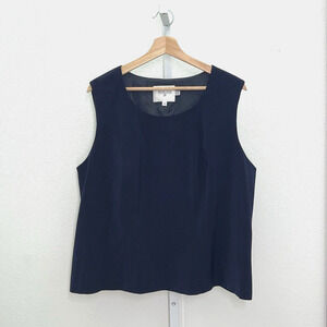 Louise Richi Shell Top Women 20 Navy Blue Tank Sleeveless Top Lined Side zip